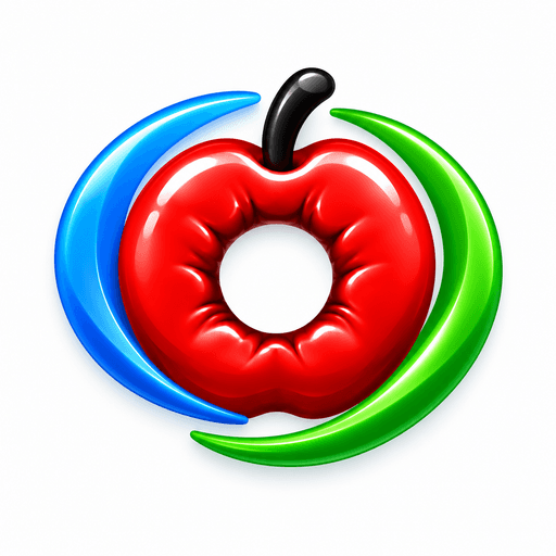 AppHole logo: a glossy red apple with a hole, blue swirl on the left and green swirl on the right